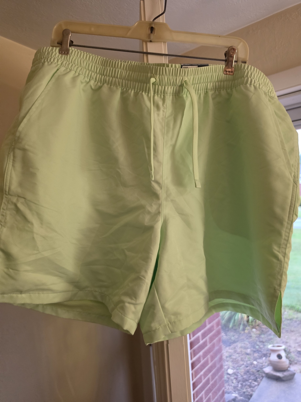Tek Gear Men's XL Green Swim Shorts Elastic Waist Drawstring Lined